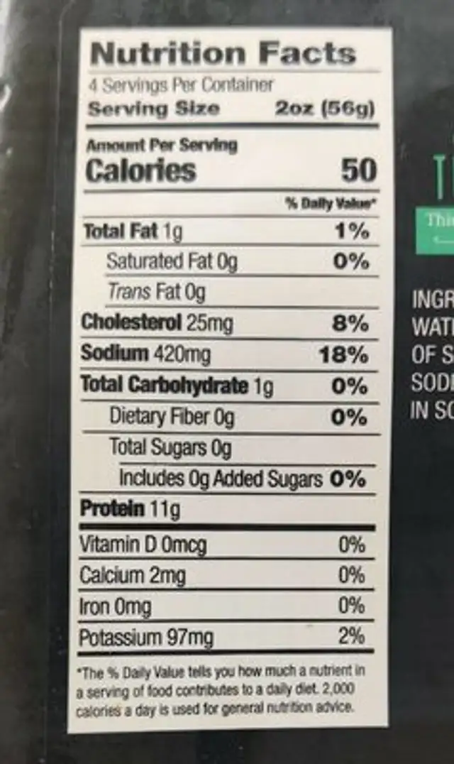 Oven roasted Turkey Breast nutrition facts table