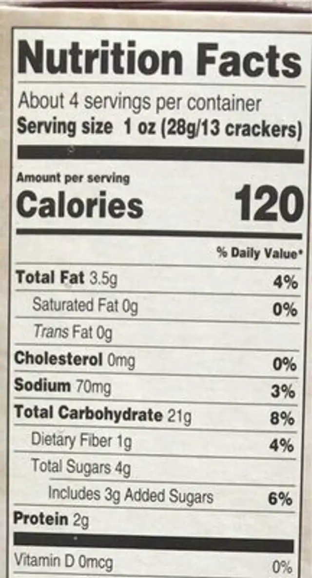 Brownnrice crackers nutrition facts table