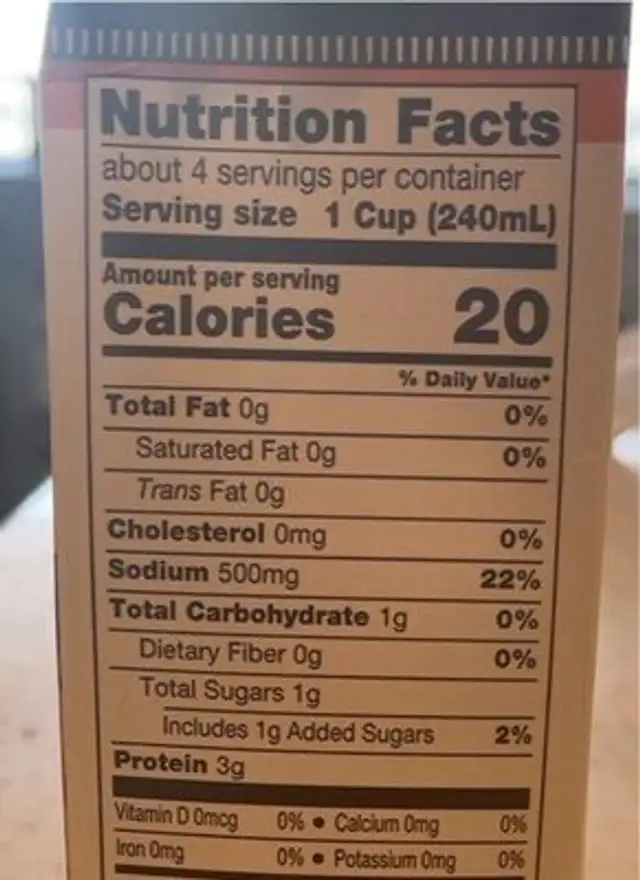 Chicken Cooking Stock nutrition facts table