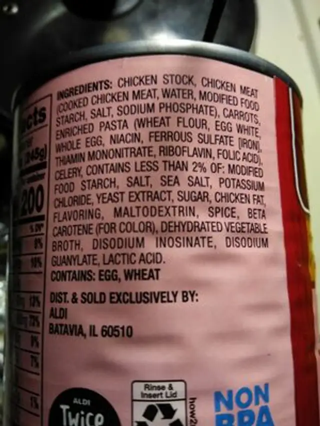 Chunky - Chef's Cupboard - Chicken Noodle Soup ingredients label