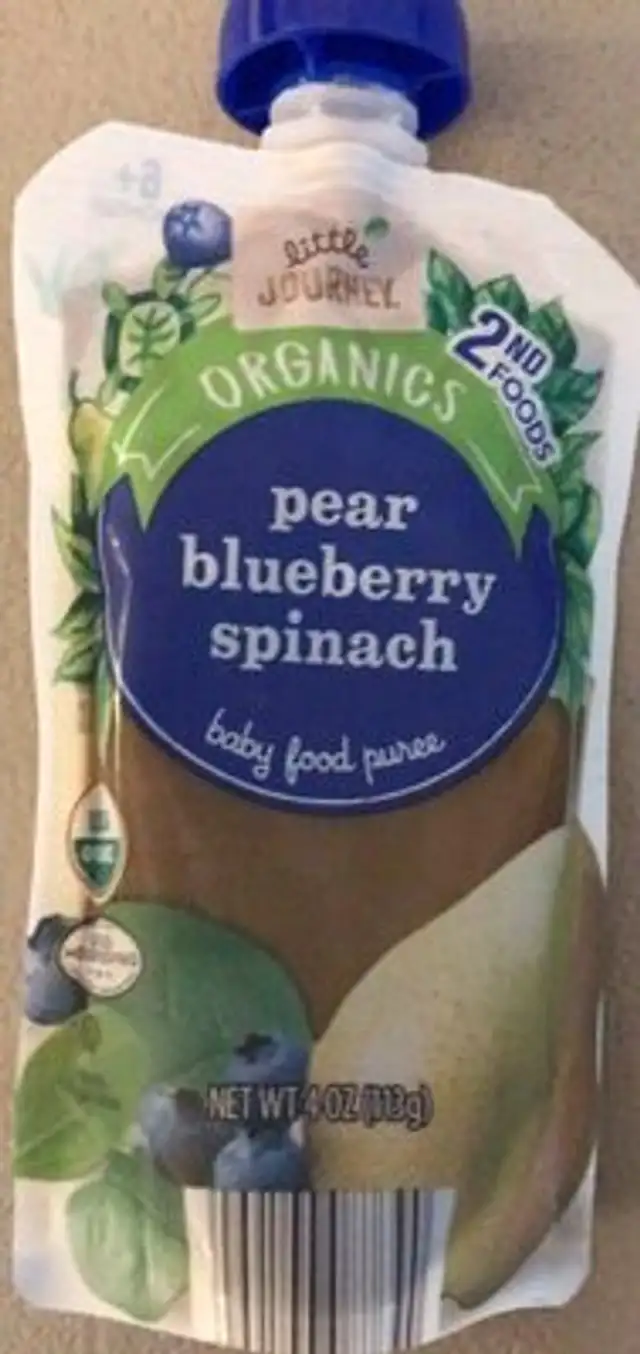 Pear blueberry spinach baby food puree