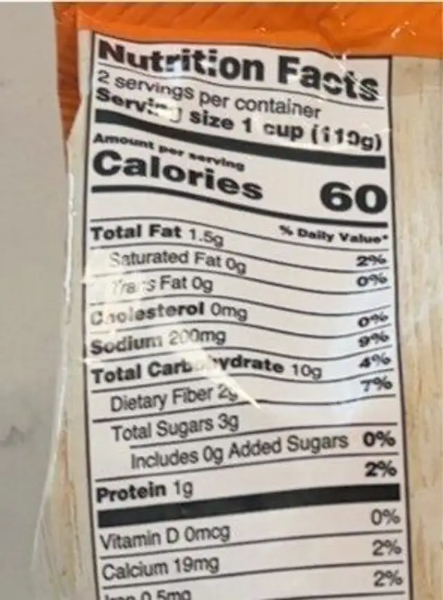 Riced sweef potato and cauliflower blend nutrition facts table