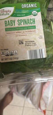 Baby Spinach nutrition facts table