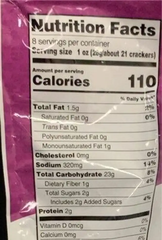 Pretzel slims nutrition facts table