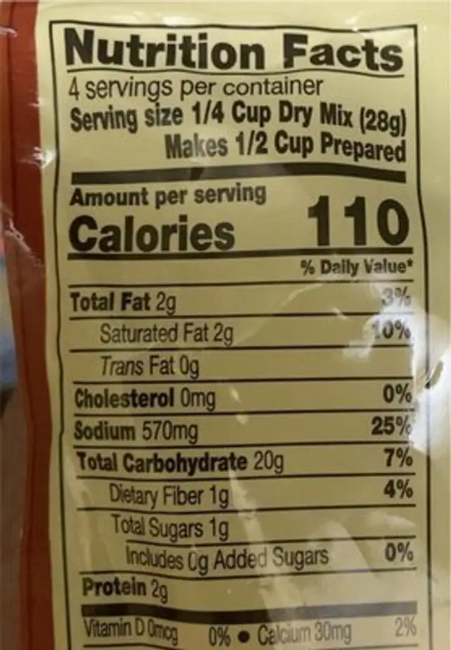 Mashed potatoes for cheese nutrition facts table