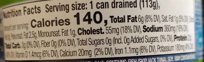 Chunk Light Tuna in Oil 142g Can nutrition facts table