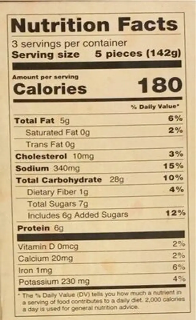Spicy crab roll nutrition facts table