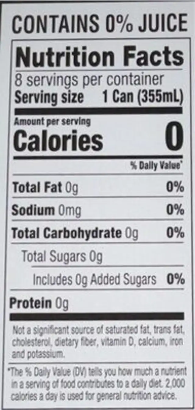 Belle Vie Bold Cherry Lime nutrition facts table
