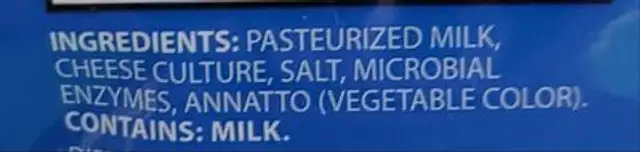 Colby Jack Cheese Cubes ingredients label