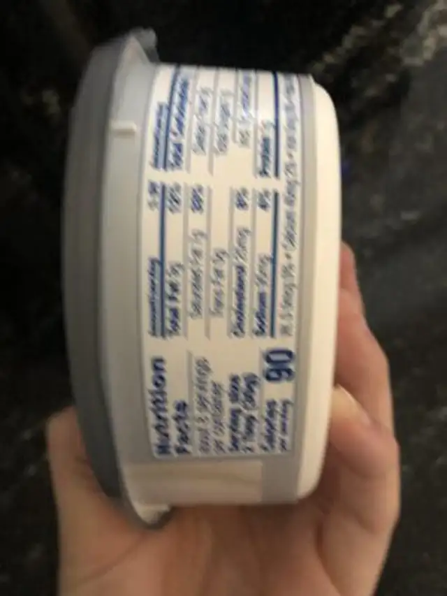 Cream Cheese Spread ingredients label