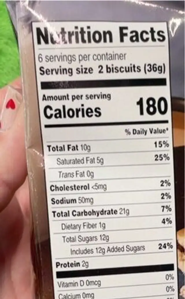 Double chocolate cookies nutrition facts table