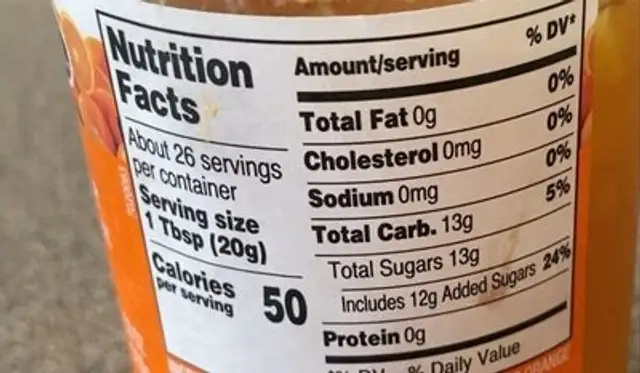 Sweet orange marmalade nutrition facts table