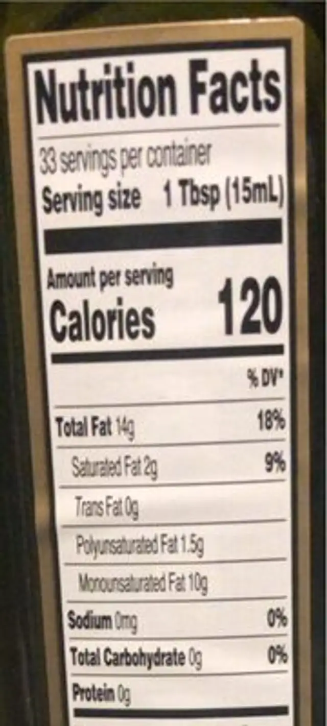 Extra virgin olive oil nutrition facts table