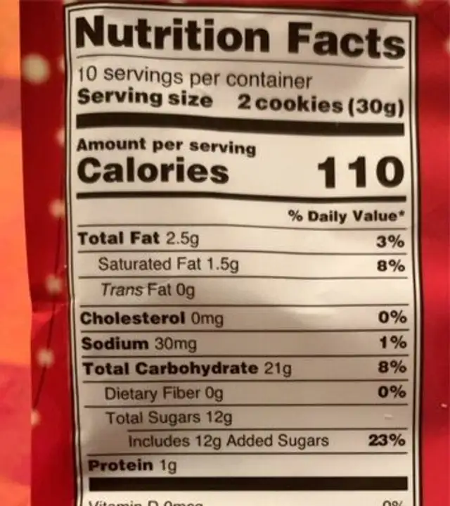 Dark Chocolate Gingerbread Hearts nutrition facts table