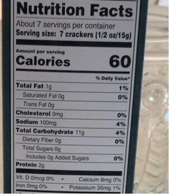 Wafer crackers original nutrition facts table