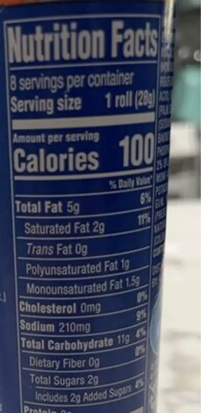 Sweet Hawaiian Cresent Rolls nutrition facts table