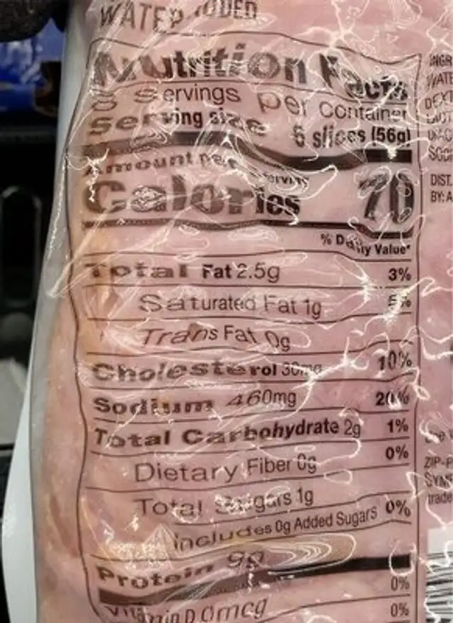 Premium hickoey smoked ham nutrition facts table