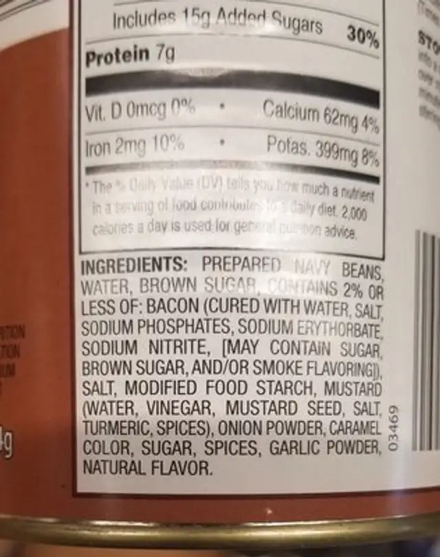 Country Style Baked Beans ingredients label
