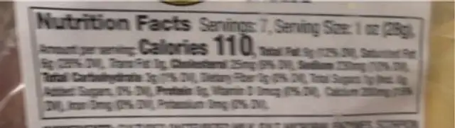 Scorpion Pepper Gouda cheese nutrition facts table
