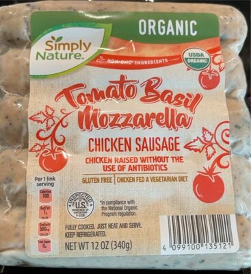 Tomato Basil Mozzarella Chicken Sausage front packaging