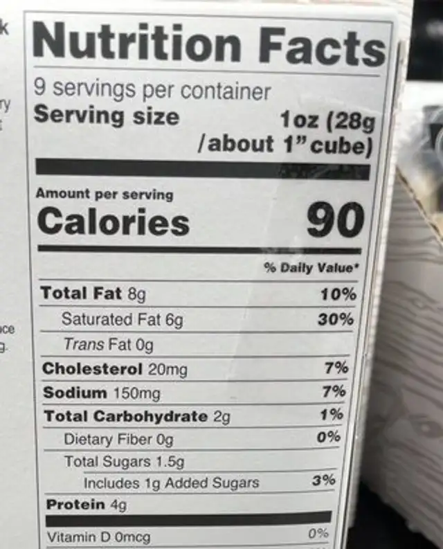 Baking brie nutrition facts table