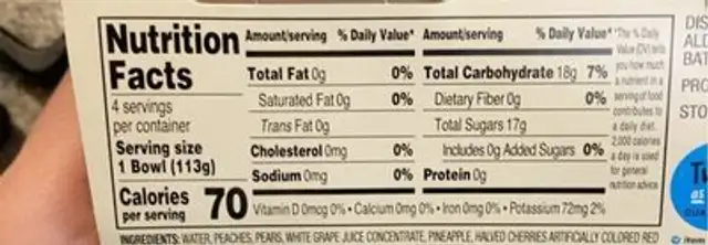 Cherry mixed friit nutrition facts table