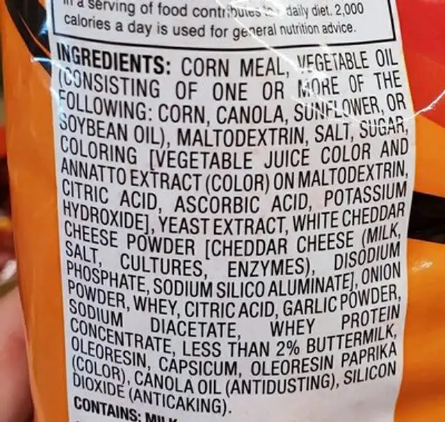 hot fries ingredients label
