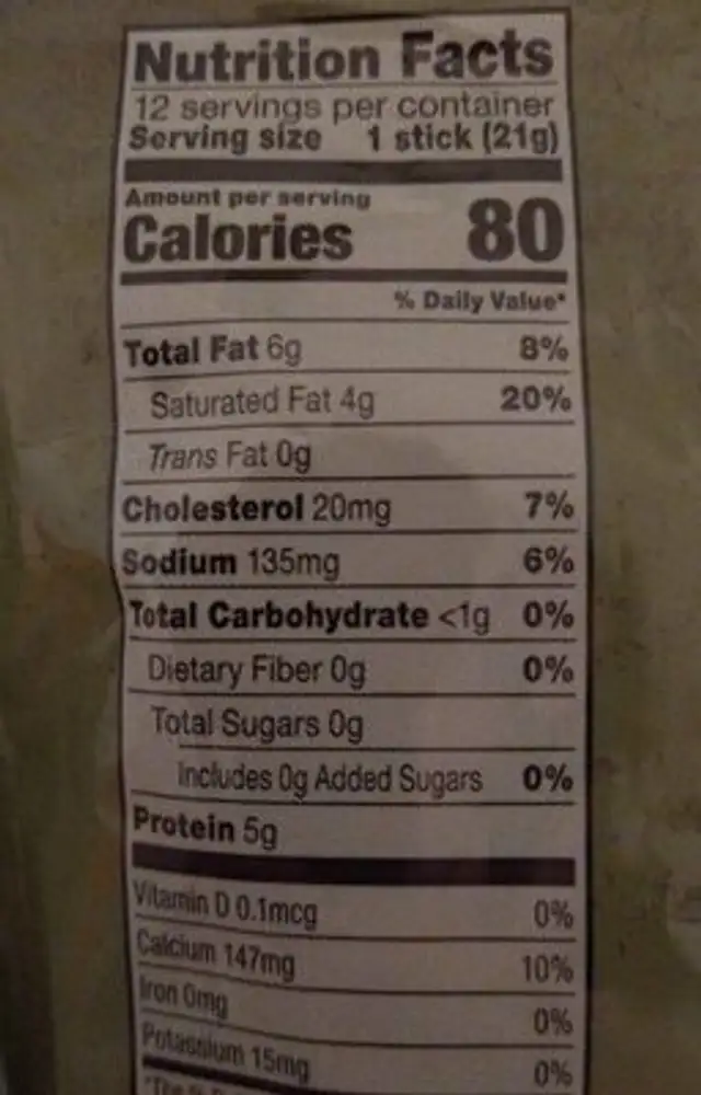 Gourmet Snacking Cheese Habanero Jack nutrition facts table