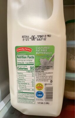 Cultured fat free buttermilk front packaging