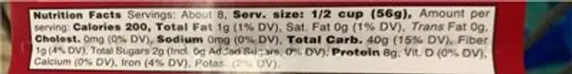 Valentines Pasta nutrition facts table