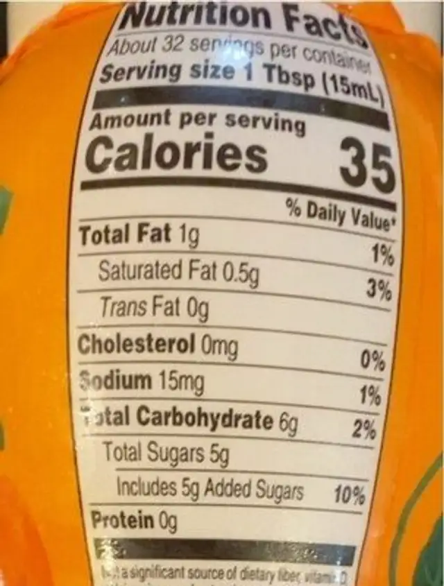 Pumpkin Spice Almond Milk Creamer nutrition facts table