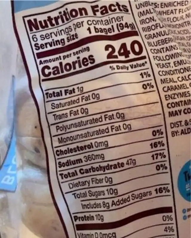 Blueberry Naturally Flavored nutrition facts table
