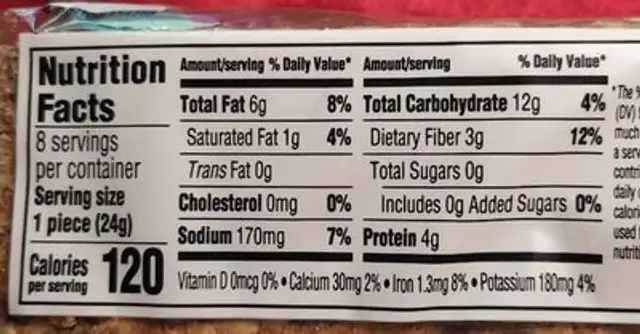 Herb & Sea Salt Norvegian crisp bread nutrition facts table