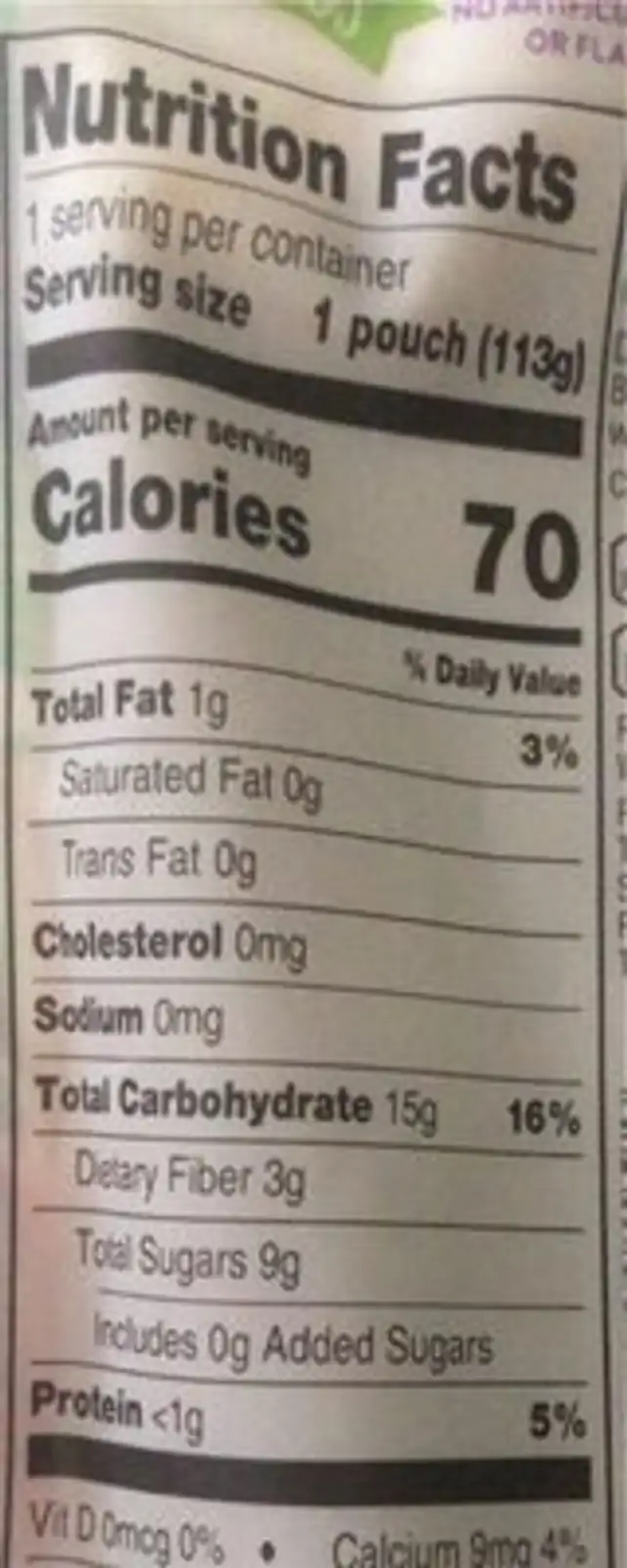 Pear mixed berry beet nutrition facts table