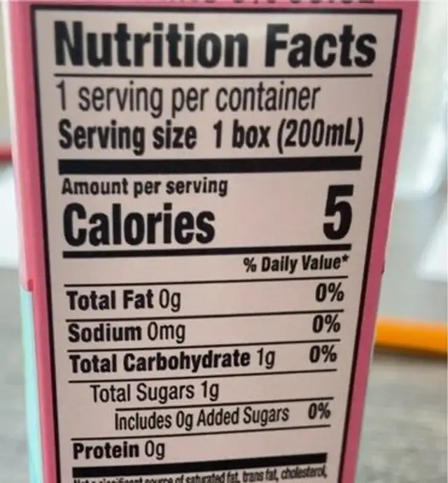 Watermelon flavoried juice drink nutrition facts table
