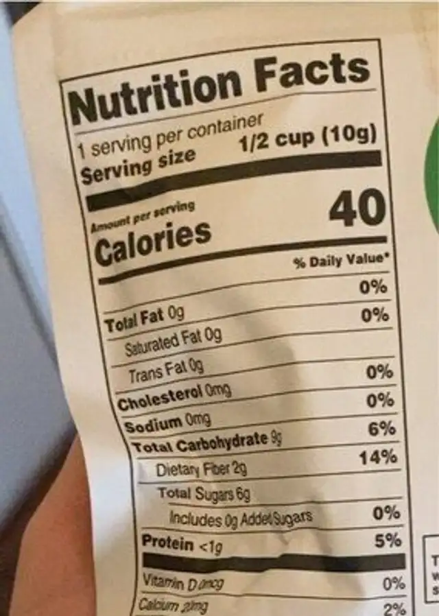 Strawberry apple green bean freeze dried bites nutrition facts table