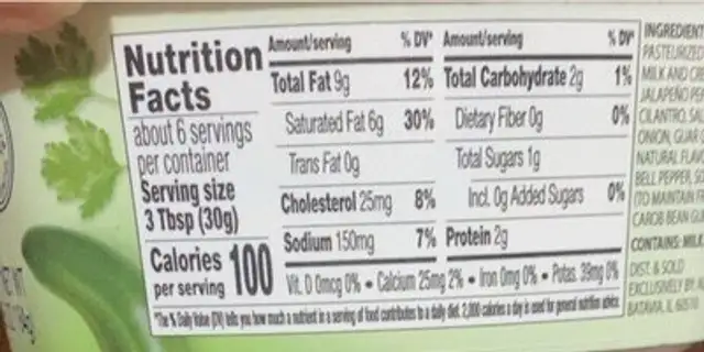 Gourment spreadable cheese nutrition facts table