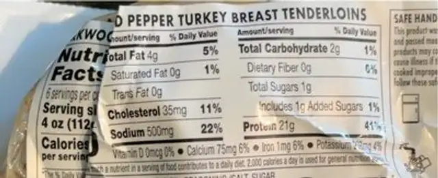 Kirkwood cracked pepper tenderloins nutrition facts table