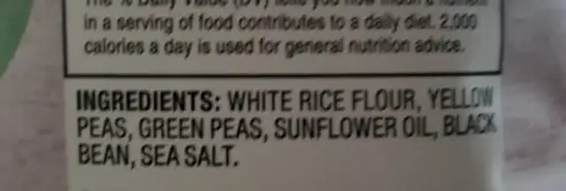 Sea Salt Veggie Crisps ingredients label
