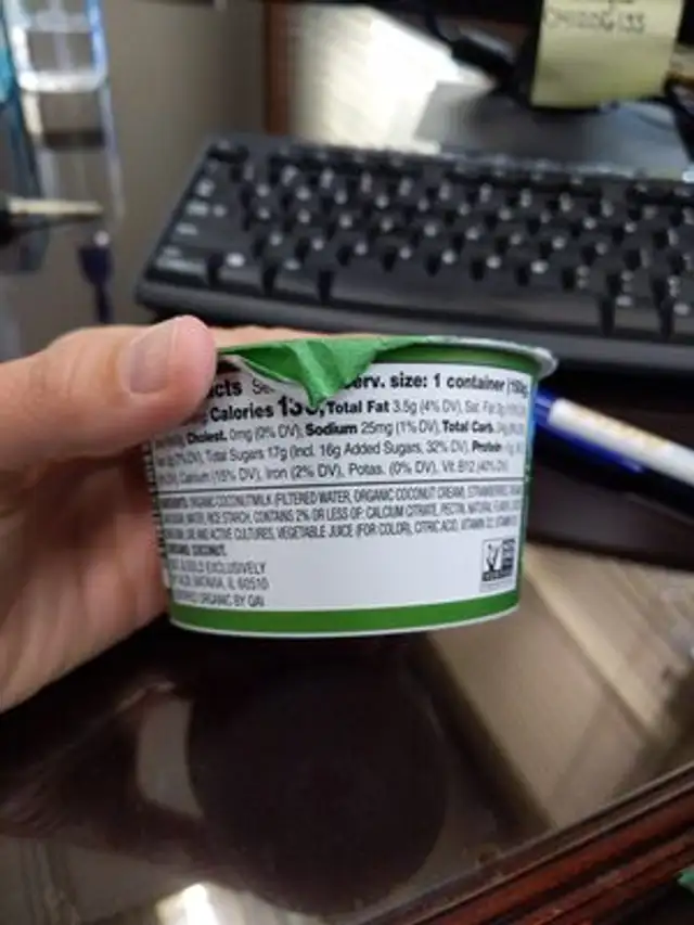 Strawberry coconut milk yogurt alternative ingredients label
