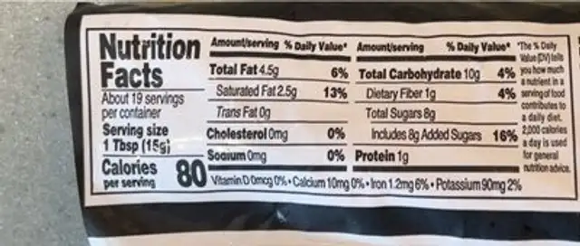 Belgian chocolate chunks nutrition facts table