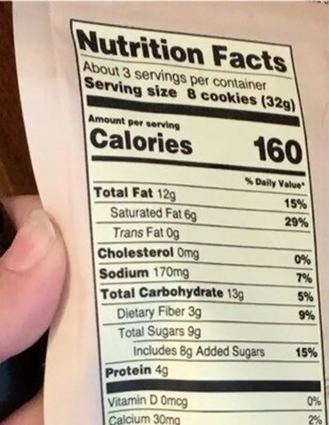 Peanut Butter Coconut Crisps nutrition facts table