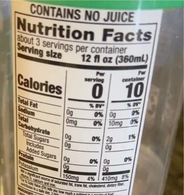 Key lime nutrition facts table
