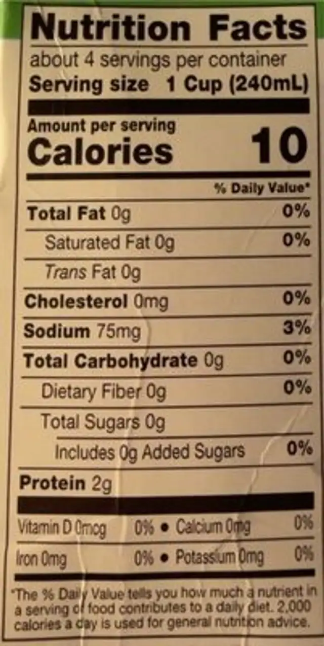 Unsalted Beef Broth nutrition facts table