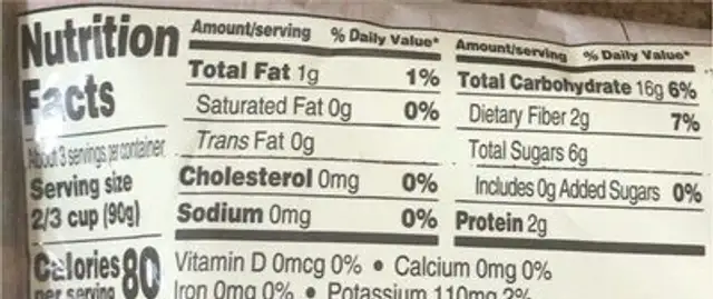Organic sweet whole kernel corn nutrition facts table