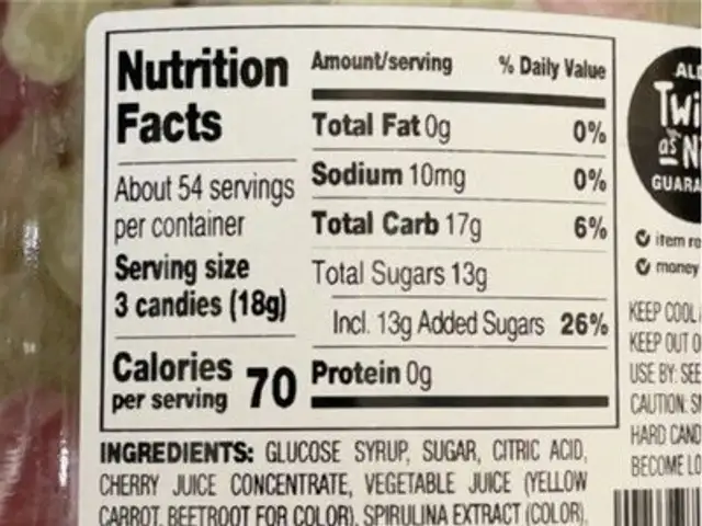 Christmas mix apple and cherry flavored hard candies nutrition facts table