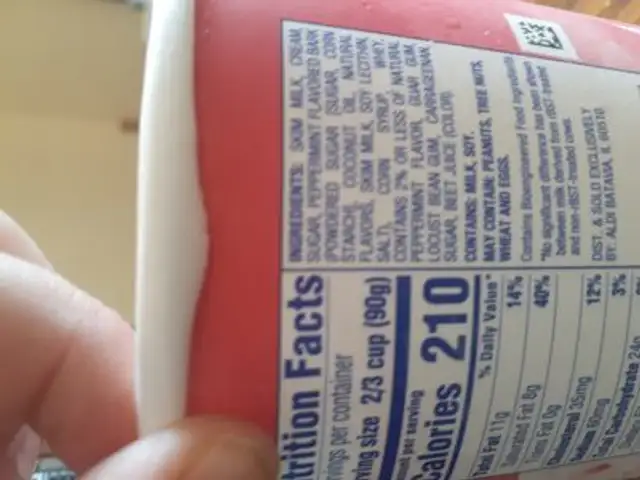 belmont ice cream ingredients label