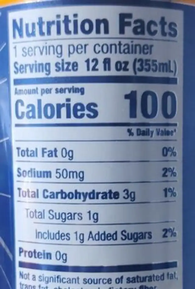 Mango Lemonade Hard Seltzer nutrition facts table