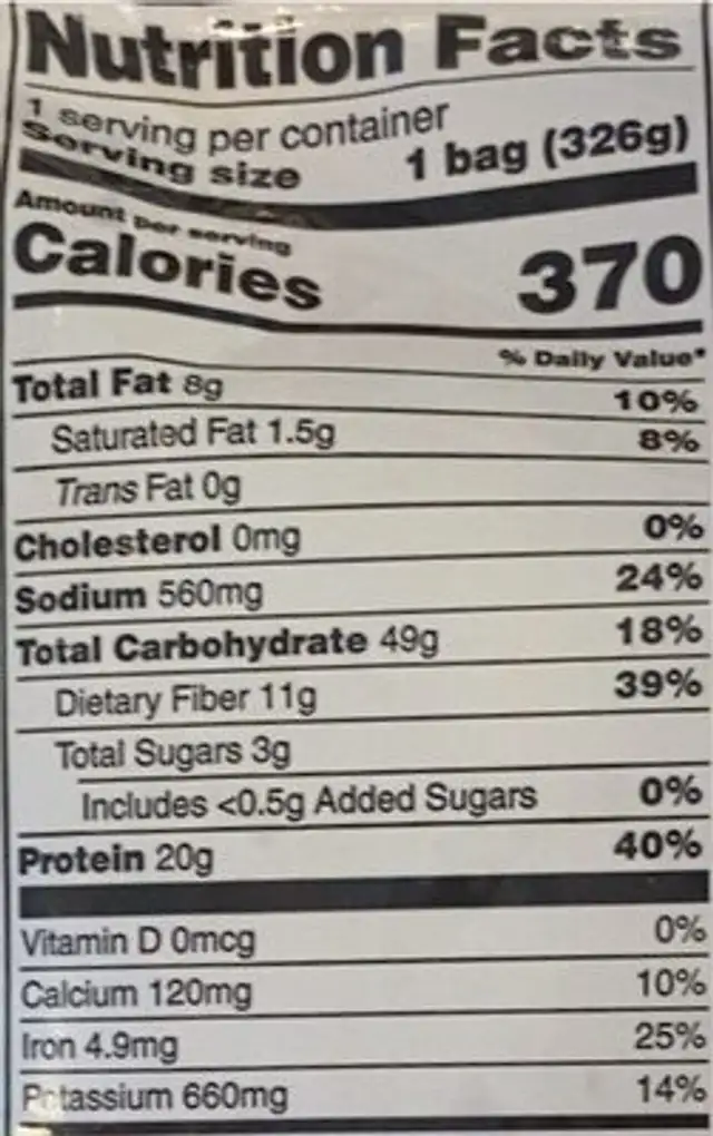 California Style Protein Blend nutrition facts table