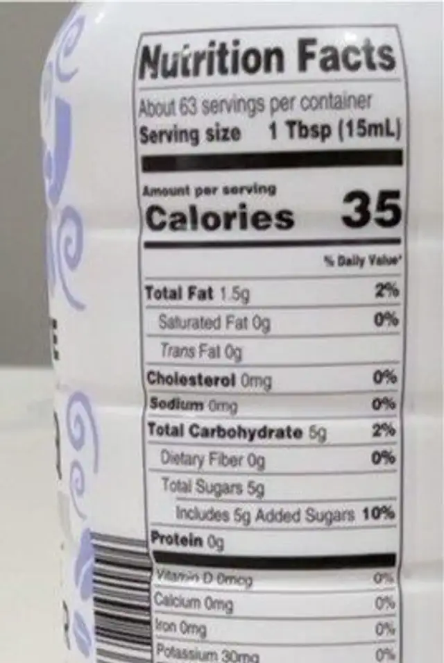 White chocolate mocha nutrition facts table